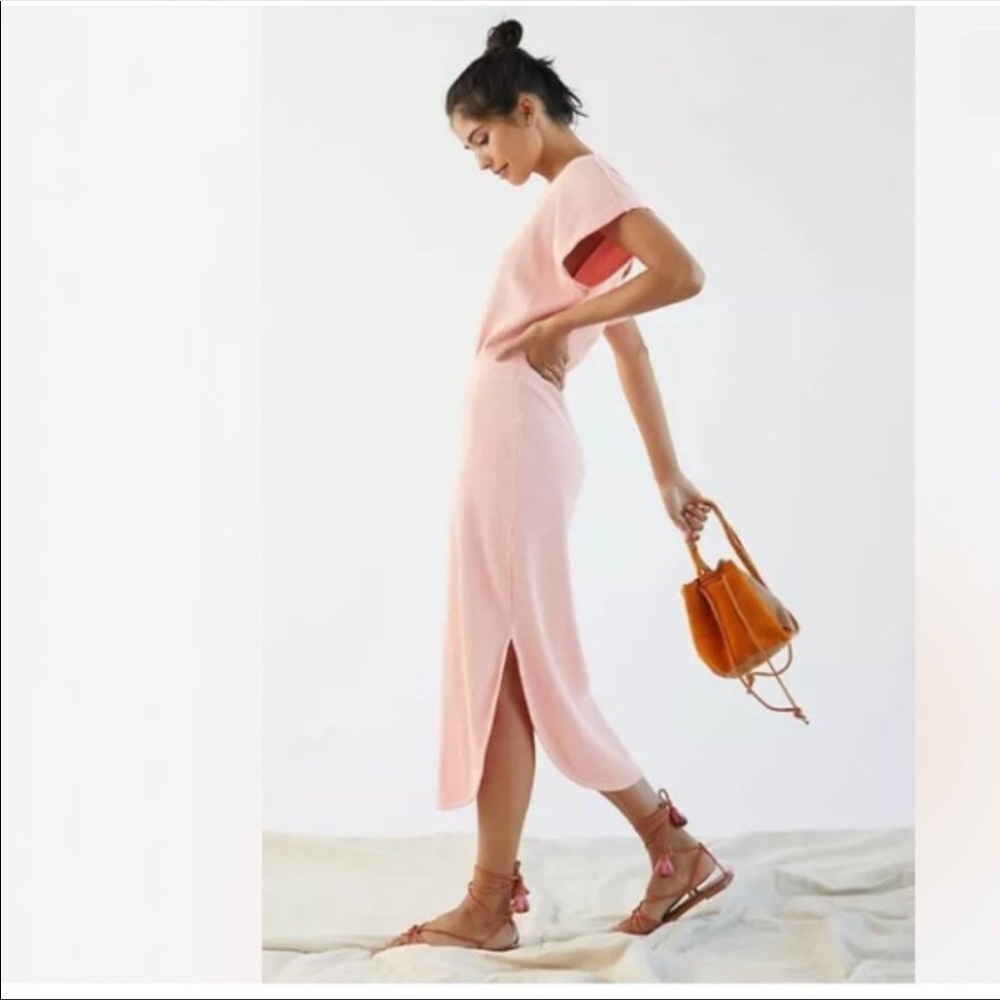 Anthropologie Daily Practice Dolman-Sleeved Maxi Dress Ribbed Large Peach X-Back